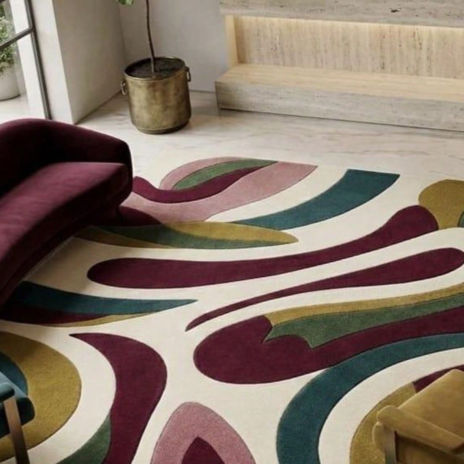 Century Textile & Sewing Supply - Abstract Pattern Carpet, Mid-Century Modern Style