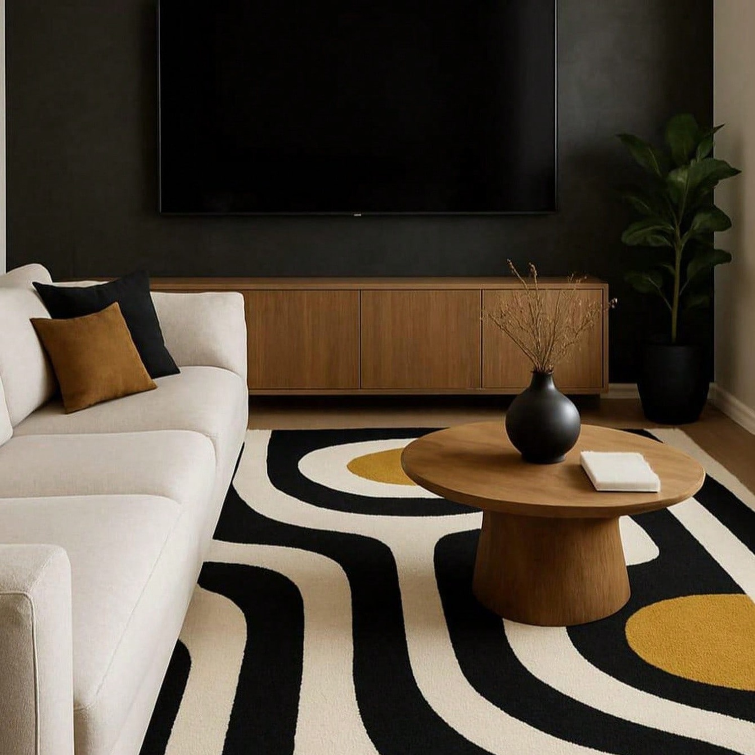 Century Textile & Sewing Supply - Tufted Wool Rug, Geometric Pattern, Mid-Century